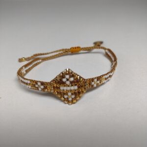 Mishky Elegant Gold Tone and White Beaded Bracelet